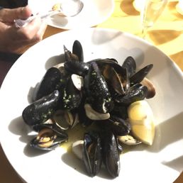 What was left of the mussel plate appetizer, so fresh What was left of the mussel plate appetizer, so fresh