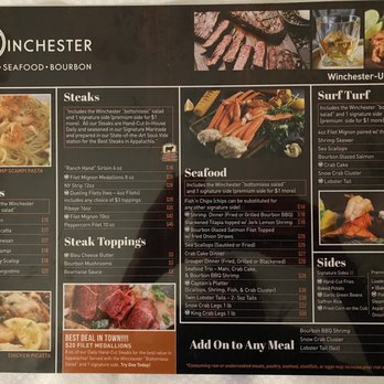 The Winchester - Menu on the flip side - Seafood Near Me - Ashland, Kentucky The Winchester - Menu on the flip side - Seafood Near Me - Ashland, Kentucky