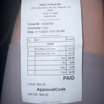 Nails 19 - Overpriced for awful service will not be coming back - Nail Salons Near Me - Roseville, California
