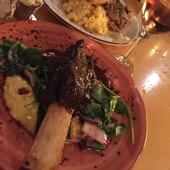 Roost - Short Ribs Saffron Risotto, Wilted Spinach. Roost Smoked Pork Plate BBQ Sauce, Sharp Cheddar Mac & Cheese, Honey Cider Slaw, Texas Toast. - New American Near Me - Greenville, South Carolina