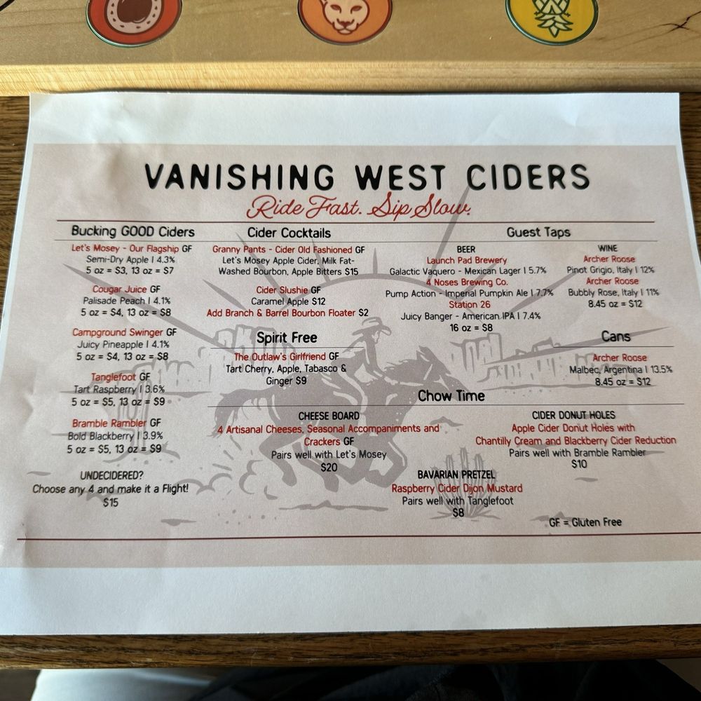 Vanishing West Ciders - The menu. - Cideries Near Me - Aurora, Colorado Vanishing West Ciders - The menu. - Cideries Near Me - Aurora, Colorado