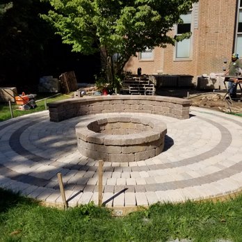Salient Landscaping - Fire pit and seat wall patio - Landscaping Near Me - Milan, Michigan