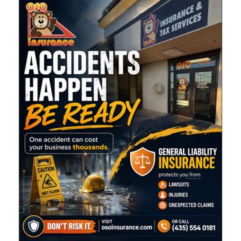 Oso Auto Insurance - Promotional graphic for Oso Insurance highlighting general liability insurance for businesses... - Auto Insurance Near Me - Logan, Utah Oso Auto Insurance - Promotional graphic for Oso Insurance highlighting general liability insurance for businesses... - Auto Insurance Near Me - Logan, Utah
