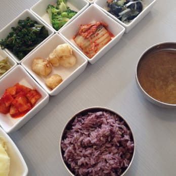 Mixed Grain - Banchan, purple rice and soup! - Korean Near Me - Walnut Creek, California