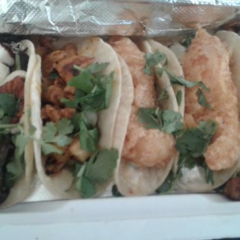 Bartaco Mosaic - Variety of Tacos (Left to Right) Mushroom Taco, Chicken Taco, 2 Baja Fish Tacos and Chicken Taco - Tacos Near Me - Fairfax, Virginia Bartaco Mosaic - Variety of Tacos (Left to Right) Mushroom Taco, Chicken Taco, 2 Baja Fish Tacos and Chicken Taco - Tacos Near Me - Fairfax, Virginia
