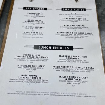 The Ice Plant - Lunch menu - Cocktail Bars Near Me - St. Augustine, Florida