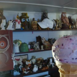 Simmons Homemade Ice Cream Store - A part of the interior, with a scoop of fresh raspberry ice cream!