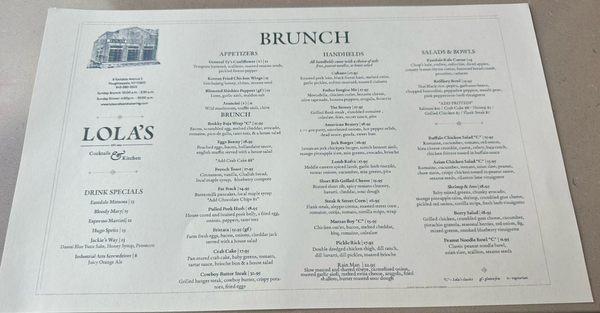 Menu photo 1 Lola’s Cocktails & Kitchen Poughkeepsie, NY Menu photo 1 Lola’s Cocktails & Kitchen Poughkeepsie, NY