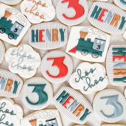 Custom train-themed cookies Custom train-themed cookies
