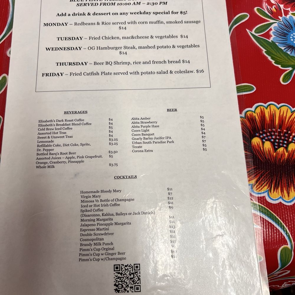 Elizabeth's Restaurant - Menu - Southern Near Me - New Orleans, Louisiana Elizabeth's Restaurant - Menu - Southern Near Me - New Orleans, Louisiana