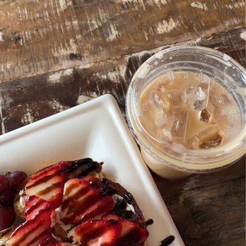 Moab Garage Co. - the goat cheese toast with strawberries and balsamic glaze and vanilla iced oat milk latte - Coffee & Tea Near Me - Moab, Utah Moab Garage Co. - the goat cheese toast with strawberries and balsamic glaze and vanilla iced oat milk latte - Coffee & Tea Near Me - Moab, Utah