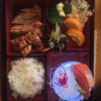 Sushi Bear - bento box with salmon sushi & chicken teriyaki - Sushi Bars Near Me - Tustin, California