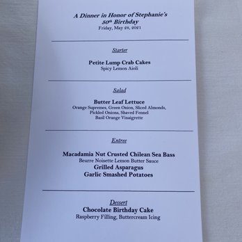 The Hidden Kitchen - Personalized menu created for our celebration - Food Delivery Services Near Me