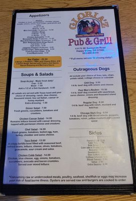 Menu photo 2 Gloria'z Pub & Grill Happy Valley, OR