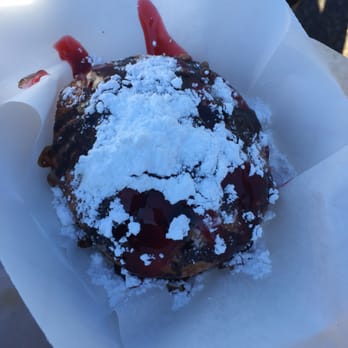 Beignets 2 Go - Cronet (cro-nay) with the works! Which is basically chocolate and raspberry sauce topped with powdered sugar. - Desserts Near Me - Detroit, Michigan Beignets 2 Go - Cronet (cro-nay) with the works! Which is basically chocolate and raspberry sauce topped with powdered sugar. - Desserts Near Me - Detroit, Michigan