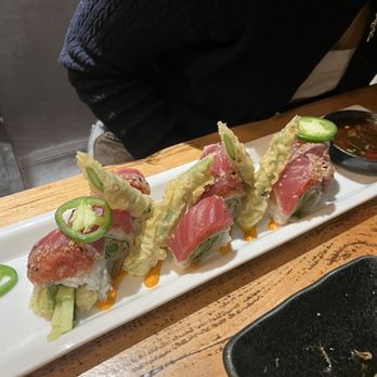 Amakara - Spicy Sesame Seared Tuna Roll - Sushi Bars Near Me - Dublin, California Amakara - Spicy Sesame Seared Tuna Roll - Sushi Bars Near Me - Dublin, California