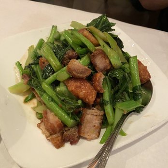 SriPraPhai Thai Restaurant - Crispy pork with Chinese broccoli!! Must have dish!! - Thai Near Me - Williston Park, New York SriPraPhai Thai Restaurant - Crispy pork with Chinese broccoli!! Must have dish!! - Thai Near Me - Williston Park, New York
