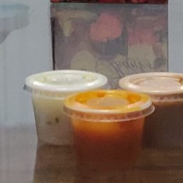 Chutney present in small containers in my takeout order Chutney present in small containers in my takeout order