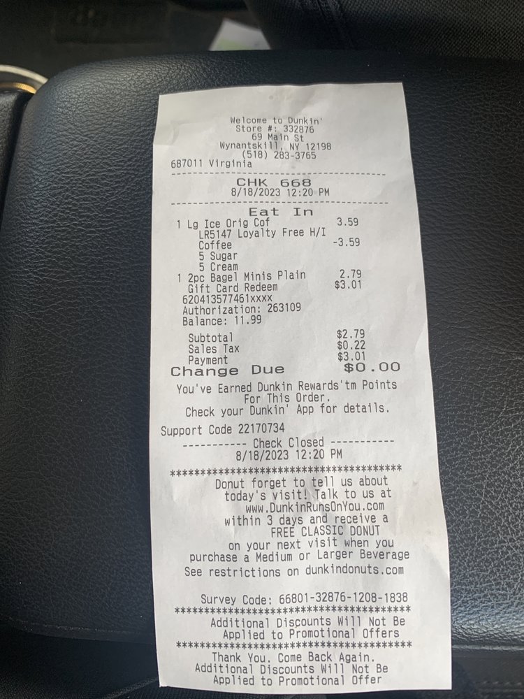 DUNKIN’ Updated May 2024 69 Main St, Wynantskill, New York Coffee