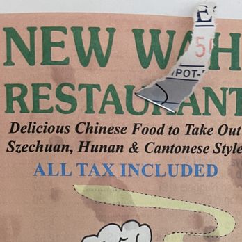 New Wah Restaurant - The delivery guy ripped the receipt off of the menu (you can see part of the receipt still attached) and tried to charge me more - Restaurants Near Me - Bronx, New York New Wah Restaurant - The delivery guy ripped the receipt off of the menu (you can see part of the receipt still attached) and tried to charge me more - Restaurants Near Me - Bronx, New York