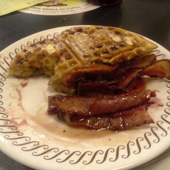 Waffle House - Pecan waffle with blackberry syrup and bacon! - Diners Near Me - Johns Island, South Carolina Waffle House - Pecan waffle with blackberry syrup and bacon! - Diners Near Me - Johns Island, South Carolina