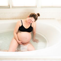 Redemption Midwifery - Waiting for baby. I really wasn't set on a water birth but Christine suggested trying the tub and OMG did it feel good!