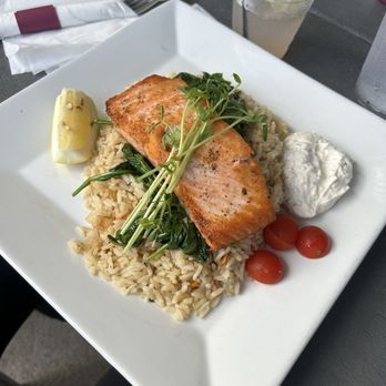 Anna's Harborside Grille - Pan seared salmon - American Near Me - Plymouth, Massachusetts Anna's Harborside Grille - Pan seared salmon - American Near Me - Plymouth, Massachusetts