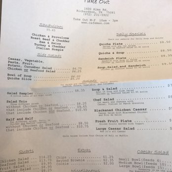Cafe Max Richardson - Menu - New American Near Me - Richardson, Texas