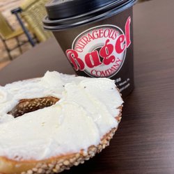 Outrageous Bagel Company - Sesame Bagels, American Regular Coffee