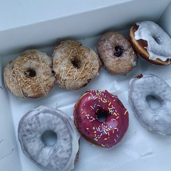Good Dough - Cinnamon French Toast, Blueberry Maple Cake, Original Glazed Doughnut (2). Vanilla Cardamom Sugar Doughnut, Molly Ringwald Doughnut. - Donuts Near Me - Jacksonville, Florida Good Dough - Cinnamon French Toast, Blueberry Maple Cake, Original Glazed Doughnut (2). Vanilla Cardamom Sugar Doughnut, Molly Ringwald Doughnut. - Donuts Near Me - Jacksonville, Florida