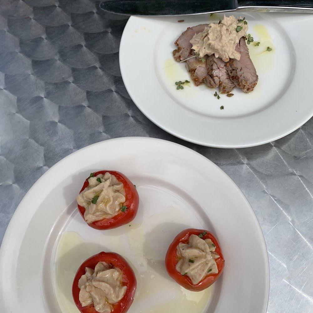Callicoon Wine Merchant - Tuna-stuffed peppers and seared pork with tonnato - Wine Bars Near Me - Callicoon, New York Callicoon Wine Merchant - Tuna-stuffed peppers and seared pork with tonnato - Wine Bars Near Me - Callicoon, New York
