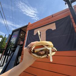 Burger on the patio