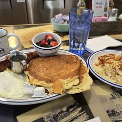 The Golden Diner - Lumberjack breakfast with brisket sausage and side of hash.