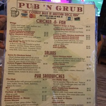 Pub'n Grub - Menu - Pubs Near Me - Mesa, Arizona
