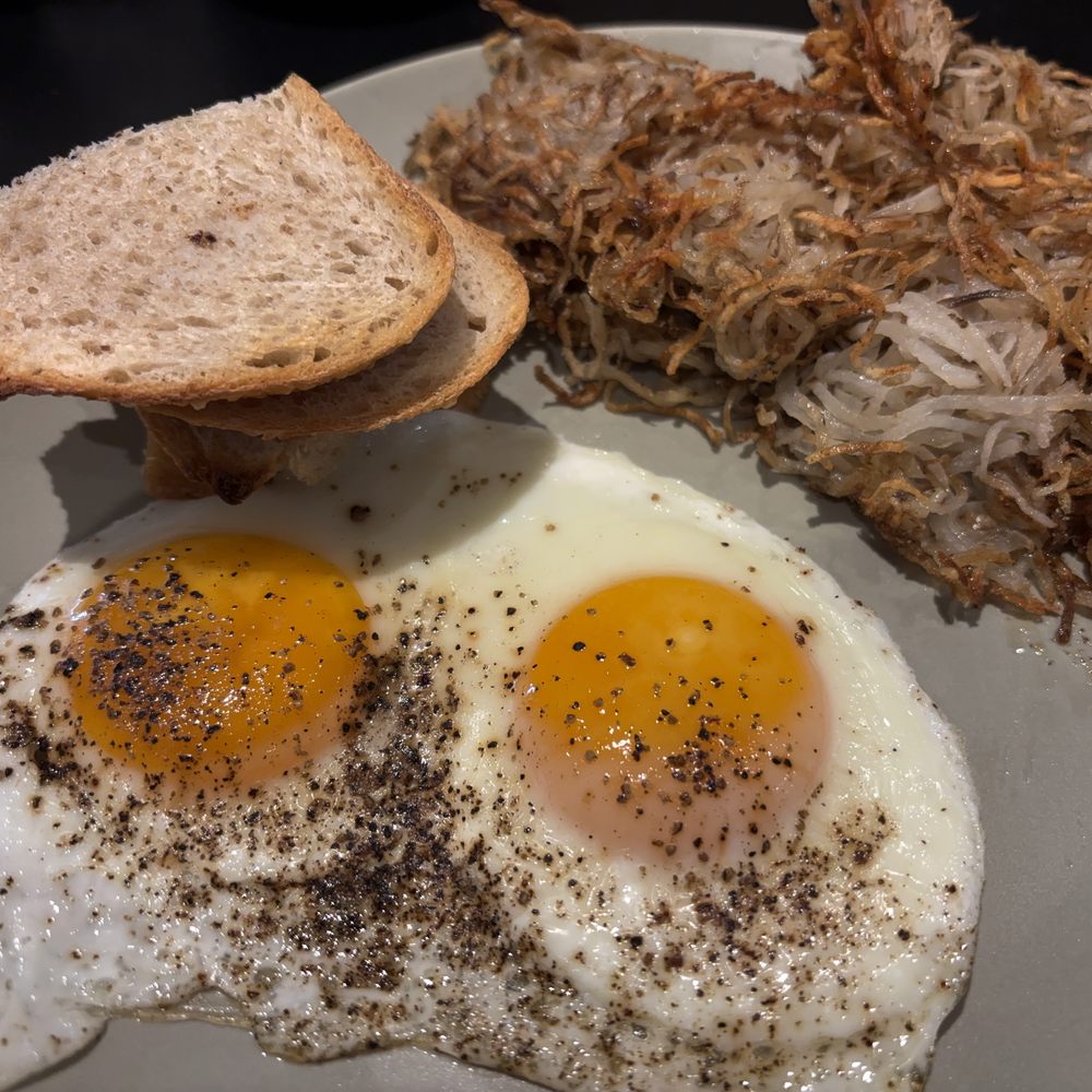 Sunny Side Up - Eggs with hash browns and sourdough toast. - Breakfast & Brunch Near Me - Easton, Pennsylvania Sunny Side Up - Eggs with hash browns and sourdough toast. - Breakfast & Brunch Near Me - Easton, Pennsylvania