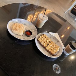 Beanbury - breakfast burrito and peanut butter, banana, honey