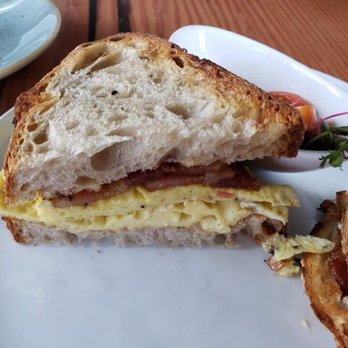 Retreat - Half of egg toast with bacon - Cafes Near Me - Seattle, Washington