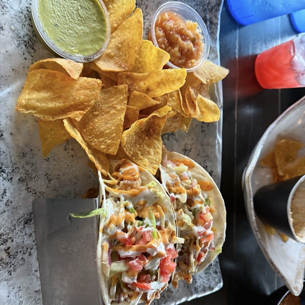 Moe Moons - Bang bang shrimp tacos with pineapple salad so yummy - New American Near Me - Myrtle Beach, South Carolina