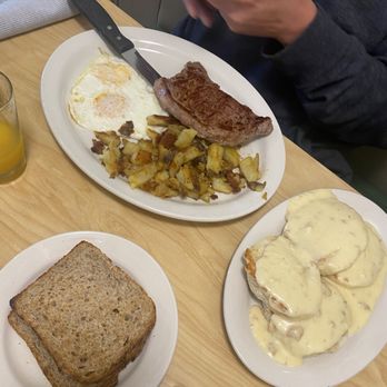 Mimosa - Steak and Eggs with Biscuits and Gravy on the side - Breakfast & Brunch Near Me - Brookfield, Wisconsin