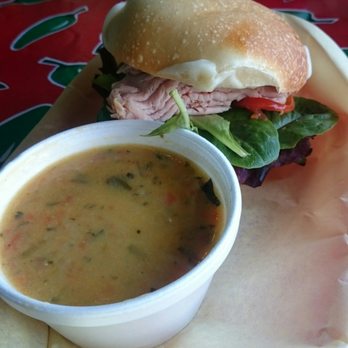The Station Cafe - Cajun turkey sandwich and Wednesday soup: chicken and vegetable. Yum!!! - Salad Near Me - San Antonio, Texas