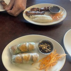 Sukho Thai - Spring rolls and pork skewers