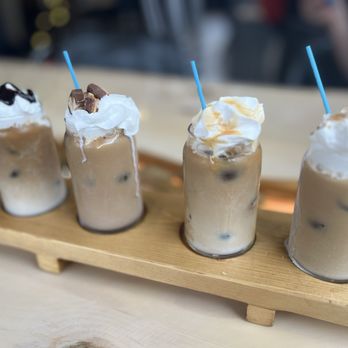 Square One Eats and Treats - Iced Coffee Flight - Italian Near Me - Waterford Township, Michigan Square One Eats and Treats - Iced Coffee Flight - Italian Near Me - Waterford Township, Michigan