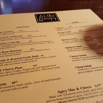 Alibi Room - Menu - New American Near Me - Seattle, Washington
