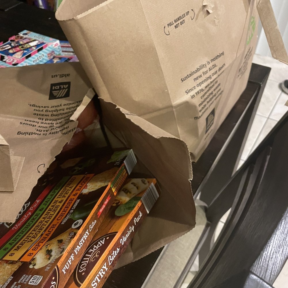 ALDI - I'm convinced these bags are made out of the same type of paper the toilet paper at public school have... easily ripped - Grocery Near Me - Mira Loma, California