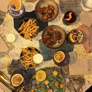 Gemini Room - Tahini Kale Ceasar Salad, Shoestring Fries & Aioli, sweet and spicy chicken, midnight sun - Bars Near Me - Seattle, Washington Gemini Room - Tahini Kale Ceasar Salad, Shoestring Fries & Aioli, sweet and spicy chicken, midnight sun - Bars Near Me - Seattle, Washington