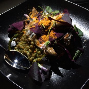 LH Rooftop - Wheat Berry Risotto, oyster mushrooms, pea butter, garlic scapes, swarnadwipa, herbs from the woods $14 - very beautifully presented & tasty - Cocktail Bars Near Me - Chicago, Illinois LH Rooftop - Wheat Berry Risotto, oyster mushrooms, pea butter, garlic scapes, swarnadwipa, herbs from the woods $14 - very beautifully presented & tasty - Cocktail Bars Near Me - Chicago, Illinois