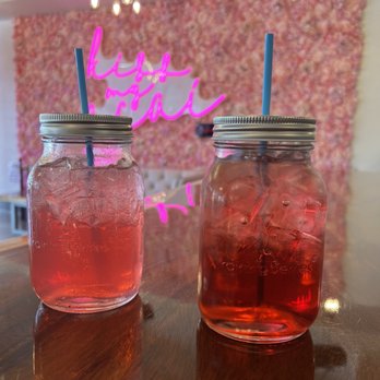 Raining Berries - Dragonfruit lemonade (left) and Briar Patch tea (right) - Coffee & Tea Near Me - Tampa Bay, Florida Raining Berries - Dragonfruit lemonade (left) and Briar Patch tea (right) - Coffee & Tea Near Me - Tampa Bay, Florida