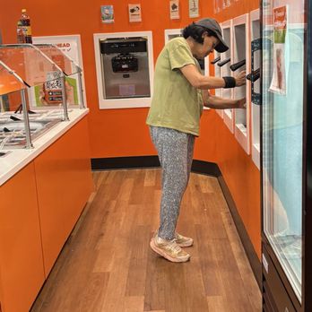 Orange Leaf - My mom getting her froyo on! - Ice Cream & Frozen Yogurt Near Me - Mesa, Arizona