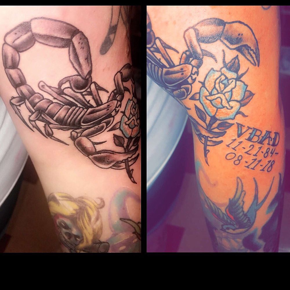 Classic Tattoo - First pic is right after the tattoo was finished. His initials were VBAD, not just a nickname. Lol. - Tattoo Near Me - Fullerton, California