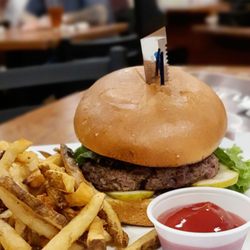 The String Bean - Freshly ground Bison Burger with fries, $18